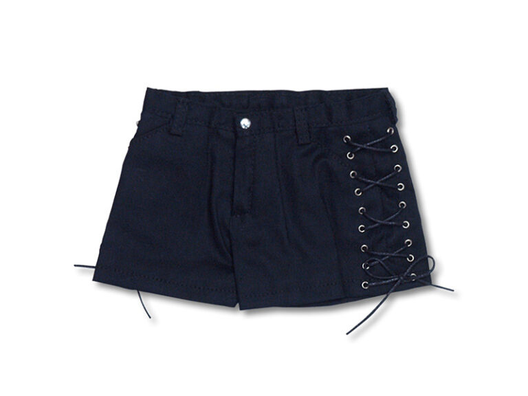 60編み上げホットパンツ 黒